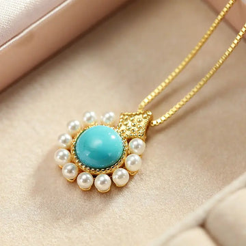 Elegant Pearl and Turquoise Pendant