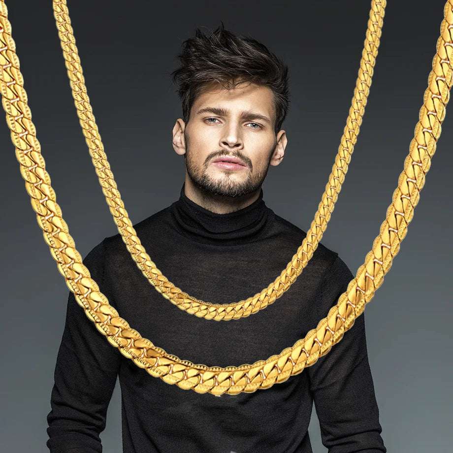 Mens Chain Necklace - Premium Gold-Stainless Steel Snake Chain