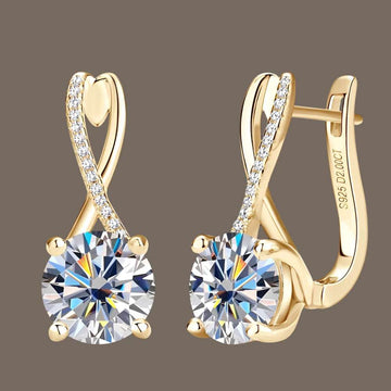 Hoop Earrings For Women - Plated 18K Gold, 2 Carat Moissanite, 925 Silver, Lab Diamond Certified