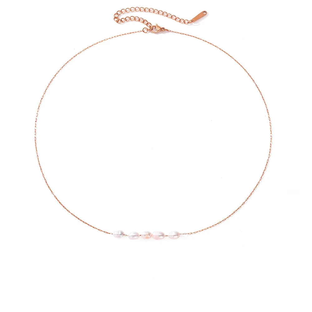 Pearl Choker Necklace Stainless Steel