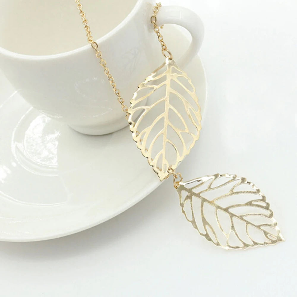 Double Leaves Boho Clavicle Necklace