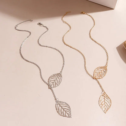 Double Leaves Boho Clavicle Necklace