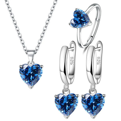 925 Silver Heart Zircon Jewelry Set