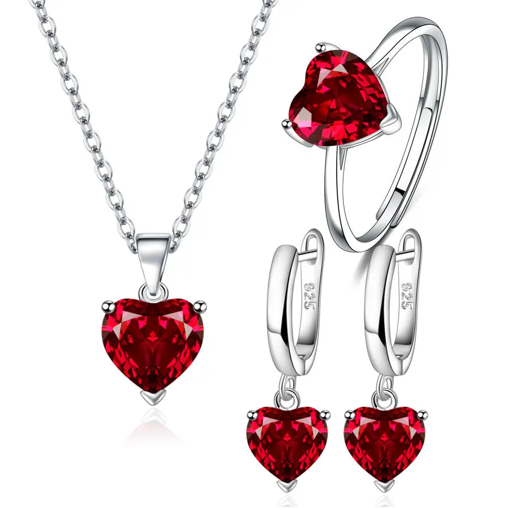 925 Silver Heart Zircon Jewelry Set