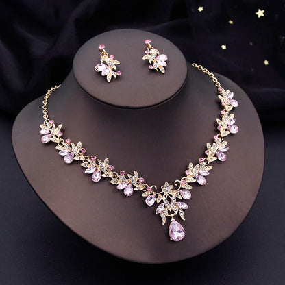 Water Drop Butterfly Bridal 3-Piece Rhinestone Jewelry Set