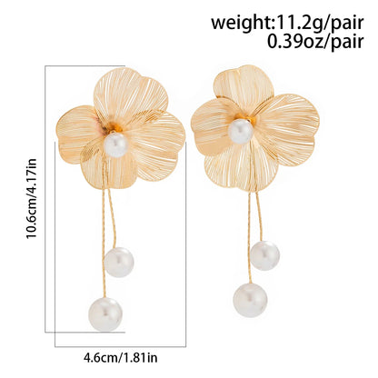 Flower Petal Tassel Drop Earrings