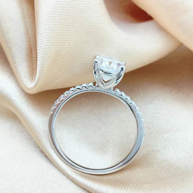 1ct 2ct 3ct 925 Silver Oval Moissanite Ring