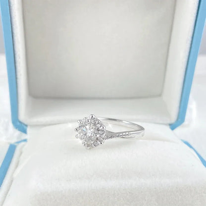 925 Silver 18K White Gold Moissanite Diamond Ring