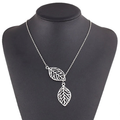 Double Leaves Boho Clavicle Necklace