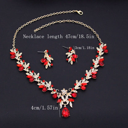 Water Drop Butterfly Bridal 3-Piece Rhinestone Jewelry Set