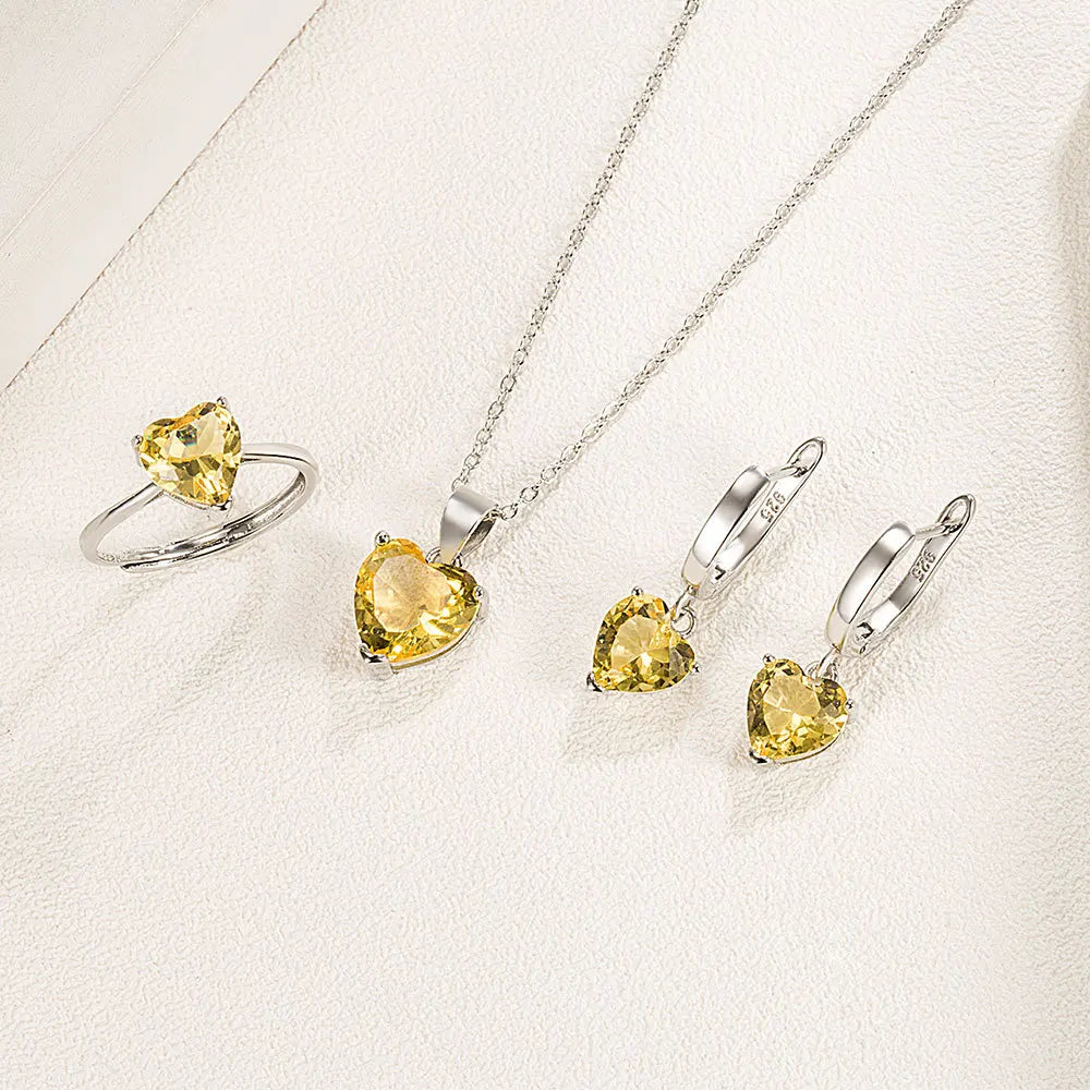 925 Silver Heart Zircon Jewelry Set