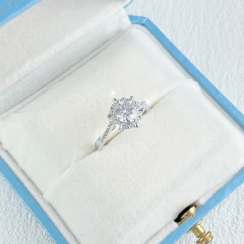 925 Silver 18K White Gold Moissanite Diamond Ring