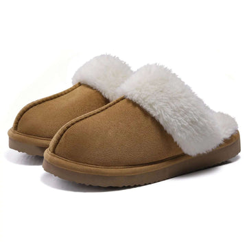 CozyCloud fuzzy suede slippers with plush lining for women, ideal comfy indoor footwear.