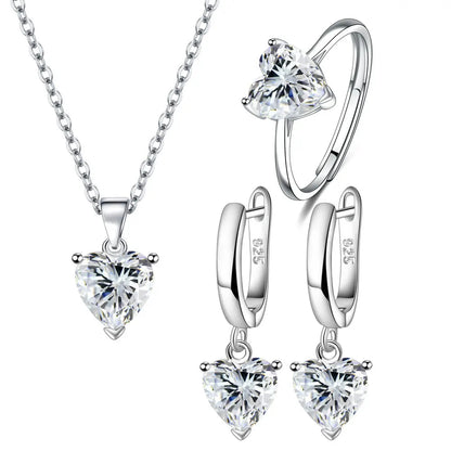 925 Silver Heart Zircon Jewelry Set