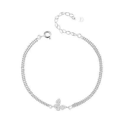 Silver Zircon Butterfly Bracelet