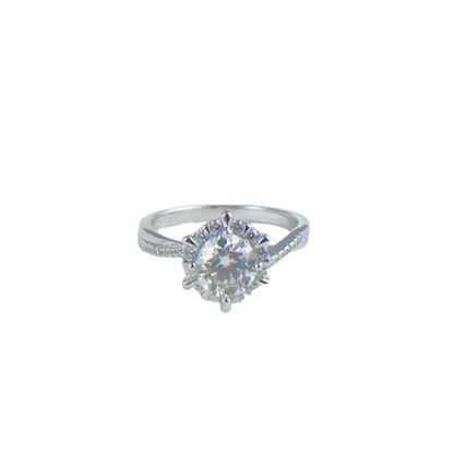 925 Silver 18K White Gold Moissanite Diamond Ring