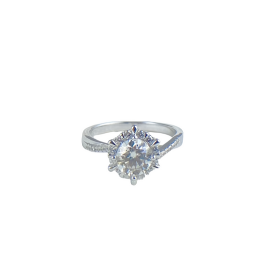 925 Silver 18K White Gold Moissanite Diamond Ring