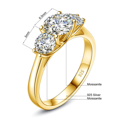 Yellow Gold Moissanite Ring 2ct